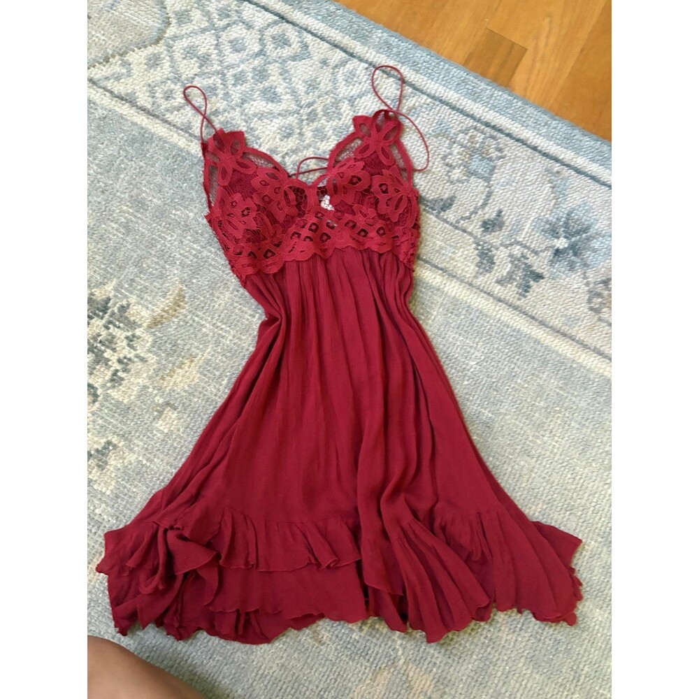 Red Free People Adella Slip Dress